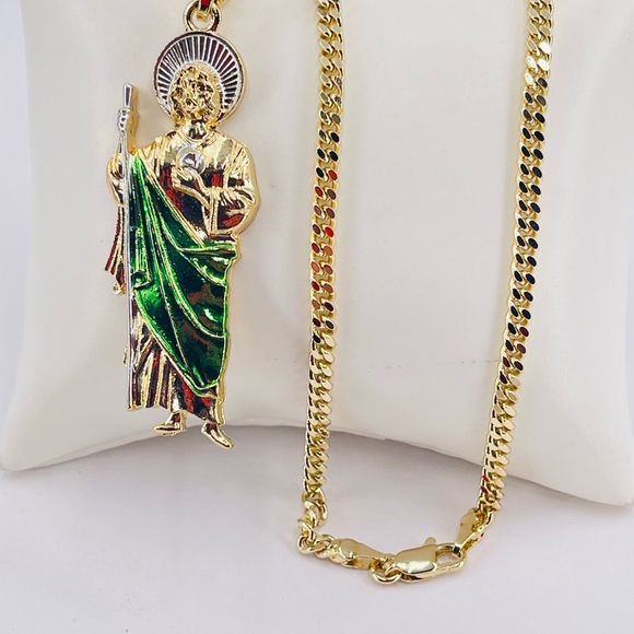 Saint Jude And Chain Gold Laminated 14k - Picture 3 of 5